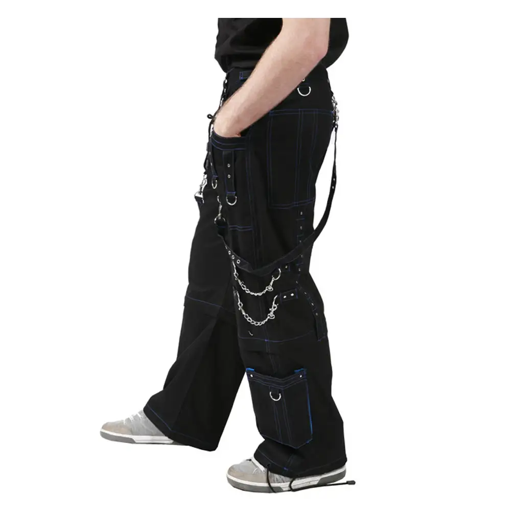 Blue Threads Cyber Goth Trouser Bondage Alternative Baggy Punk Pants